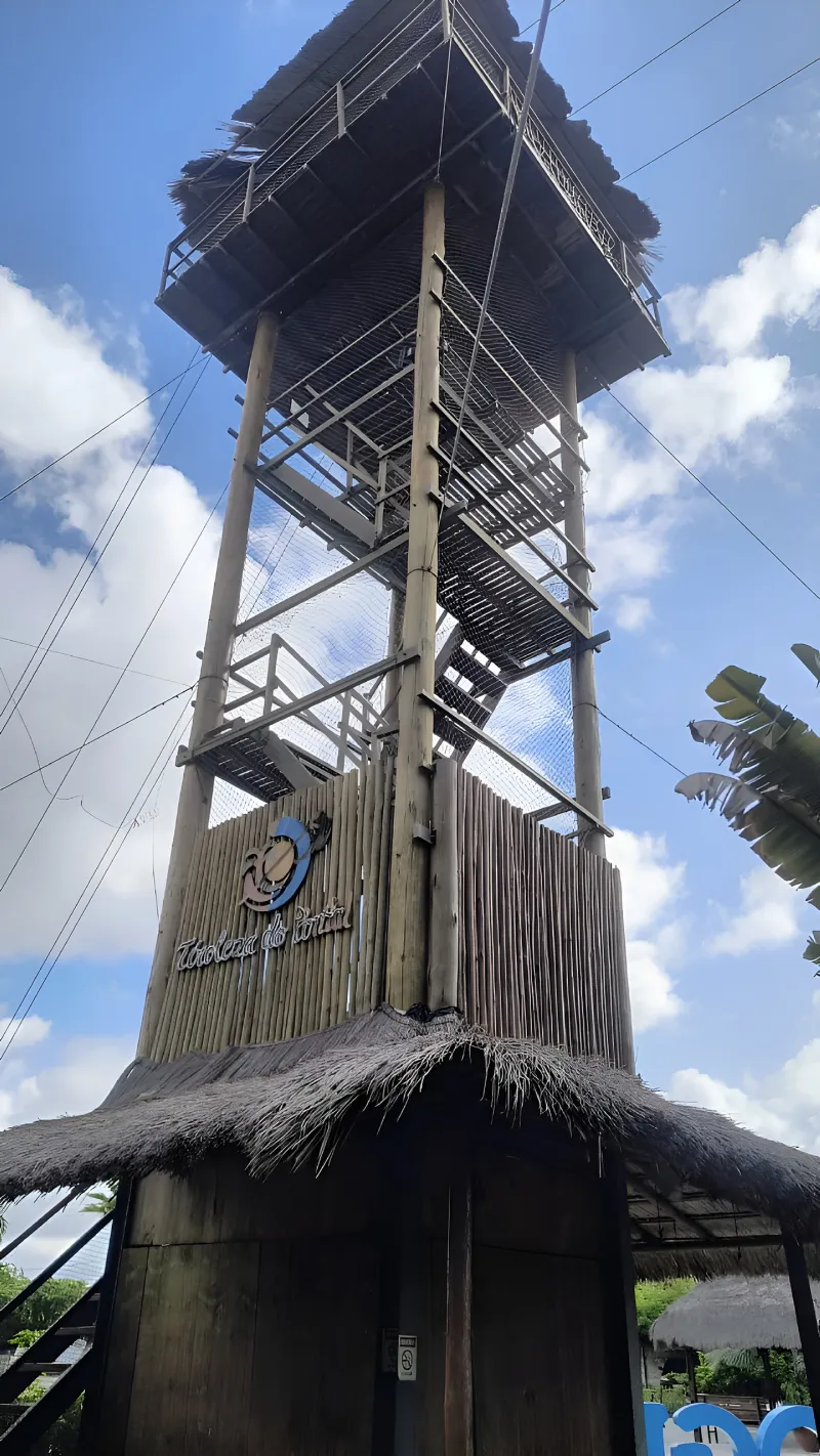 Torre de madeira da tirolesa em parque — Tribo da Trilha PE